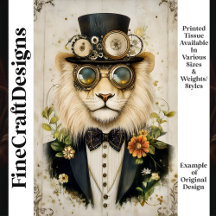 Majestic Steampunk Lion in Hat K1 Decoupage