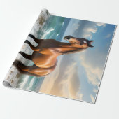 **"Majestic Stride: Proud Brown Horse on Beach Geschenkpapier (Ungerollt)