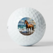 **"Majestic Stride: Proud Brown Horse on Beach Golfball (Vorderseite)
