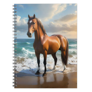 **"Majestic Stride: Proud Brown Horse on Beach Notizblock