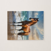 **"Majestic Stride: Proud Brown Horse on Beach Puzzle (Horizontal)