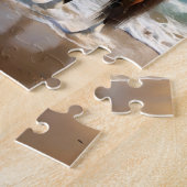 **"Majestic Stride: Proud Brown Horse on Beach Puzzle (Seite)