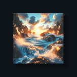 Majestic Sunset Over Dramatic Coastal Cliffs  Leinwanddruck<br><div class="desc">A breathtaking digital masterpiece capturing the serene beauty of a golden sunset over rugged coastal cliffs. The waves crash gently against the rocks, illuminated by the warm, radiant glow of the sun, creating a peaceful yet powerful atmosphere. Perfect for high-end home decor, luxury wall art, or as a calming focal...</div>