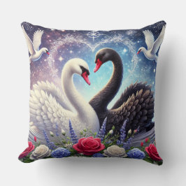 Majestic Swans unter Moonlit Sky Kissen