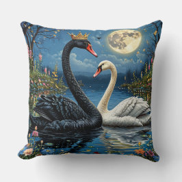 Majestic Swans unter Moonlit Sky Kissen