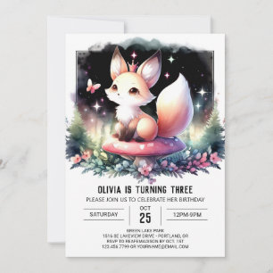 Majestic Sweet Fox Geburtstag digital Einladung