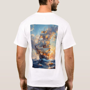 Majestic Tall Ship auf Sea Oil Painting T - Shirt