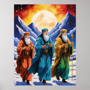 Majestic Three Wise Men Journey Weihnachten Poster