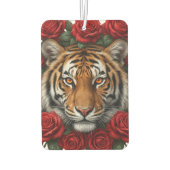 Majestic Tiger Face Red Rose Floral Wreath Autolufterfrischer (Rückseite)