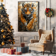 Majestic Tiger in Dynamic Impasto Motion