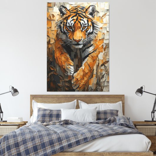 Majestic Tiger in Dynamic Impasto Motion Leinwanddruck (Insitu (Schlafzimmer))