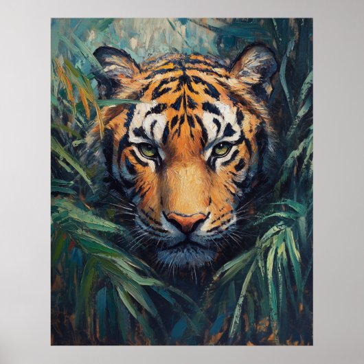 Majestic Tiger in Jungle Foliage Poster (Vorne)