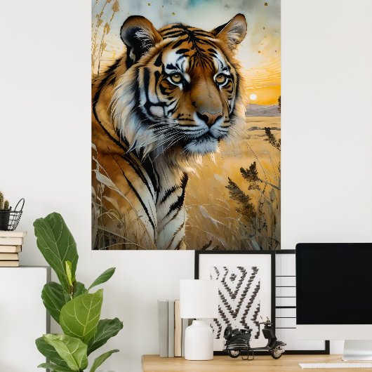 Majestic Tiger in Wasserfarbe Poster (Heimbüro)