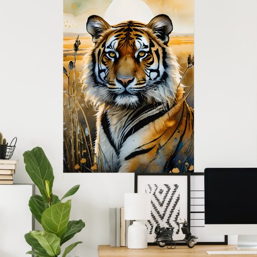 Majestic Tiger in Wasserfarbe Poster (Heimbüro)