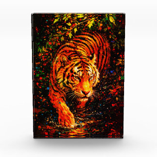 Majestic Tiger in Water Colorful Splatter Fotoblock