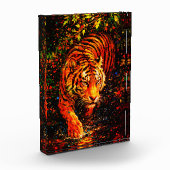 Majestic Tiger in Water Colorful Splatter Fotoblock (Links)