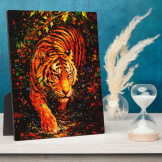 Majestic Tiger in Water Colorful Splatter Fotoplatte
