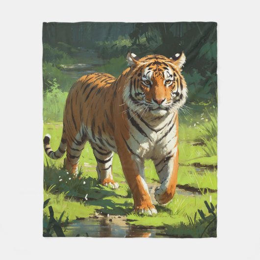Majestic Tiger in Wilden Malereien Fleecedecke (Vorderseite)