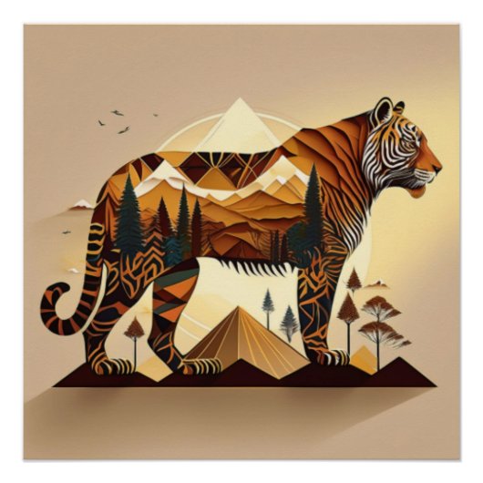 Majestic Tiger Landschaft Kunstdrucken Poster (Vorderseite)