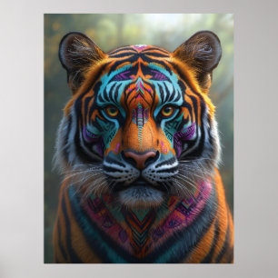 Majestic Tiger mit lebendigem Stammegefecht Poster