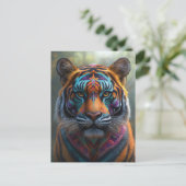 Majestic Tiger mit lebendigem Stammegefecht Postkarte (Stehend Vorderseite)