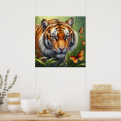 Majestic Tiger mit Schmetterlingen im Dschungel Poster (Küche)