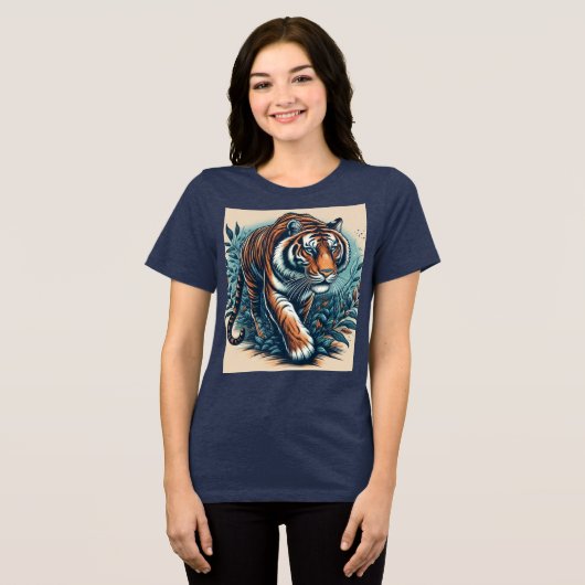 "Majestic Tiger - Power und Grace in Motion" Tri-Blend Shirt (Vorderseite voll)