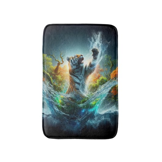 Majestic Tiger Splash Fantasy Wildlife Nature Badematte (Vorderseite Vertikal)