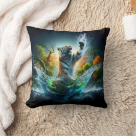 Majestic Tiger Splash Fantasy Wildlife Nature Kissen