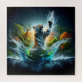 Majestic Tiger Splash Fantasy Wildlife Nature Puzzle