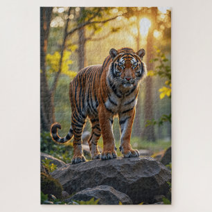 Majestic Tiger steht auf Steinen Puzzle