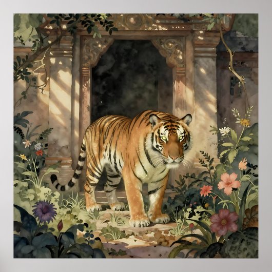 Majestic Tiger Walking through Ancient Dunes Poster (Vorne)