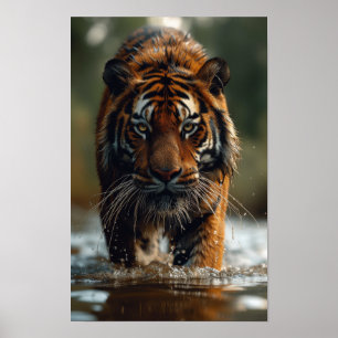 Majestic Tiger wandern durch Wasserplakat Poster