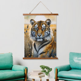 Majestic Tiger Wandteppich Mit Holzrahmen