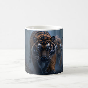 Majestic Tigers in einem foggischen Dschungel Kaffeetasse