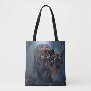 Majestic Tigers in einem foggischen Dschungel Tasche