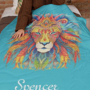 Majestic Tribal Lion mit Individuelle Name Fleecedecke