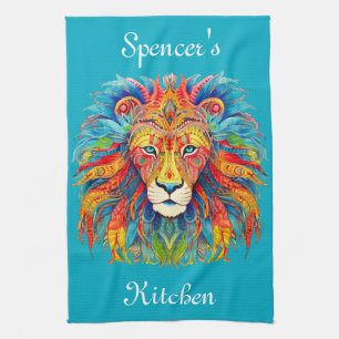 Majestic Tribal Lion mit Individuelle Name Geschirrtuch