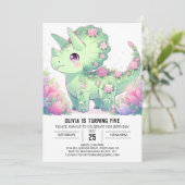 Majestic Triceratops Dinosaurier Digital Geburtsta Einladung (Stehend Vorderseite)