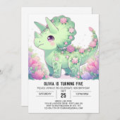 Majestic Triceratops Dinosaurier Digital Geburtsta Einladung (Vorne/Hinten)