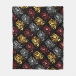 Majestic Trio Lions Pattern Fleecedecke