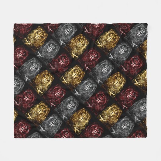 Majestic Trio Lions Pattern Fleecedecke (Vorderseite (Horizontal))