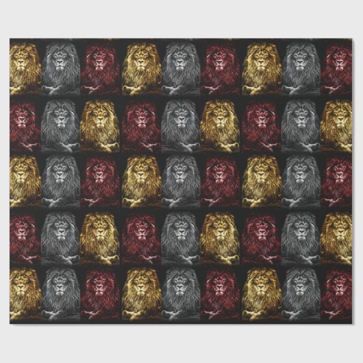 Majestic Trio Lions Pattern Geschenkpapier (Flach)