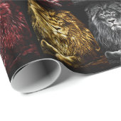 Majestic Trio Lions Pattern Geschenkpapier (Rolleneckpunkt)