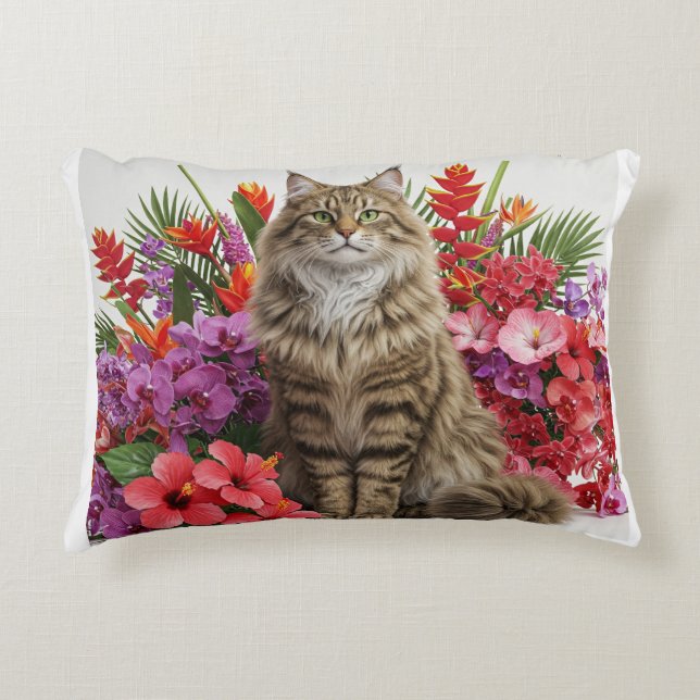 Majestic Tropical Cat Accent Kissen Design. (Vorderseite)