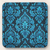 Majestic Türkis Floral Brocade Getränkeuntersetzer (Vorderseite)