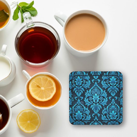 Majestic Türkis Floral Brocade Getränkeuntersetzer
