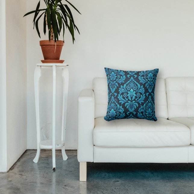 Majestic Türkis Floral Brocade Kissen (Von Creator hochgeladen)