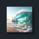 Majestic Turquoise Wave Crashing Against Dramatic  Leinwanddruck<br><div class="desc">A powerful and awe-inspiring digital landscape featuring a massive turquoise wave breaking against dark, jagged mountain cliffs. The intense spray of the sea foam and the high-contrast lighting evoke a sense of raw natural beauty and cinematic drama. Perfect for large-scale wall art, modern coastal interiors, or as a striking focal...</div>