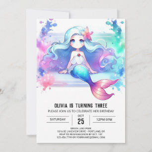Majestic Under Sea Mermaid Geburtstag Einladung